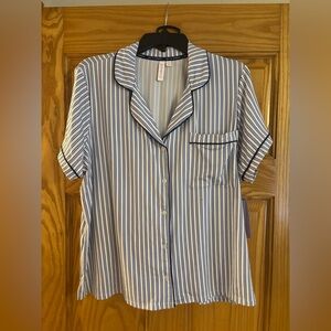 2 piece Joyspun Striped Button-Up Pajama Top & Short Bottoms, XL, New!